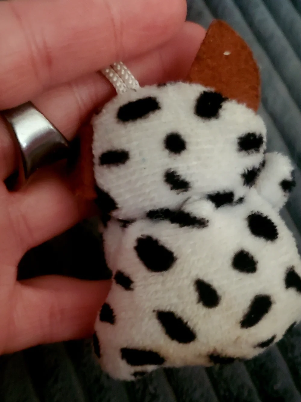 Cute Black & White Cow Plush Keychain
